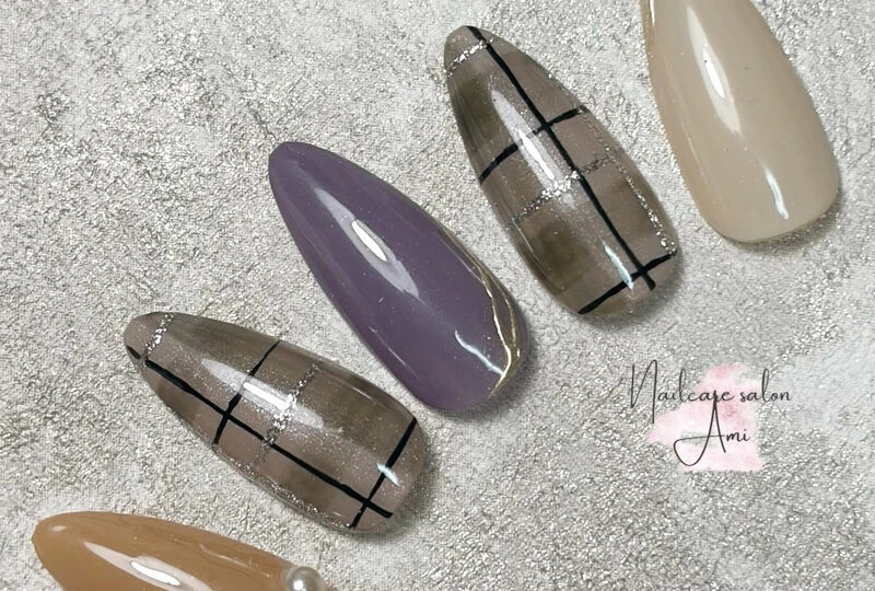 画像4348：Autumn check nail 🍂
